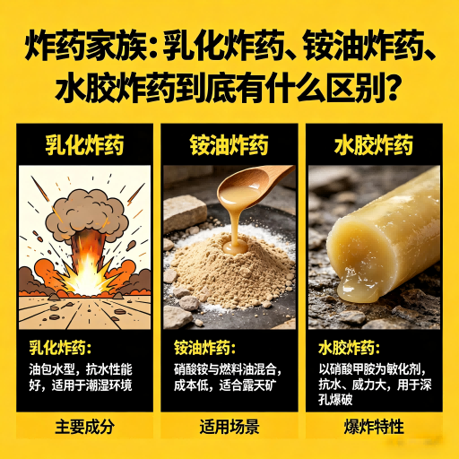 榆社炸药家族：乳化炸药、铵油炸药、水胶炸药到底有什么区别？